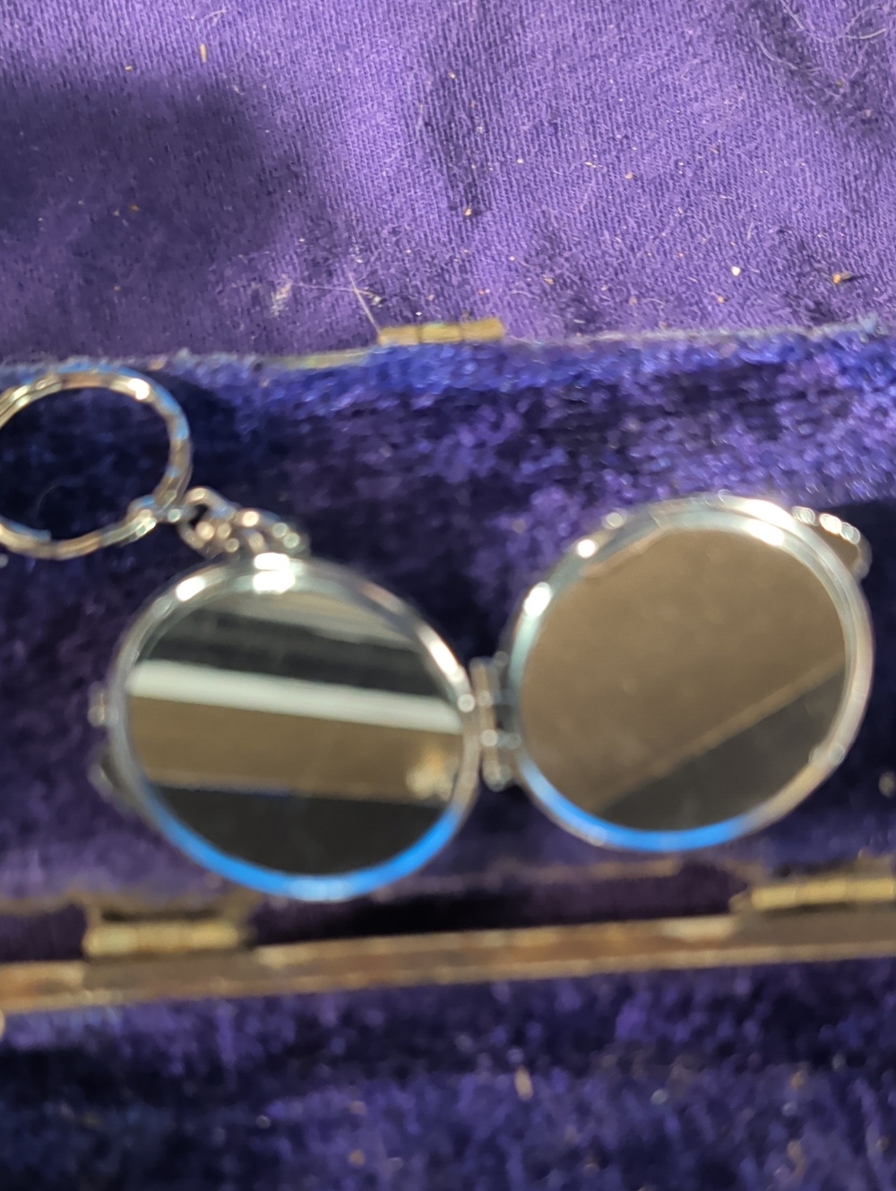 Unique Vintage Silver Double-Sided Compact Mirror Keychain